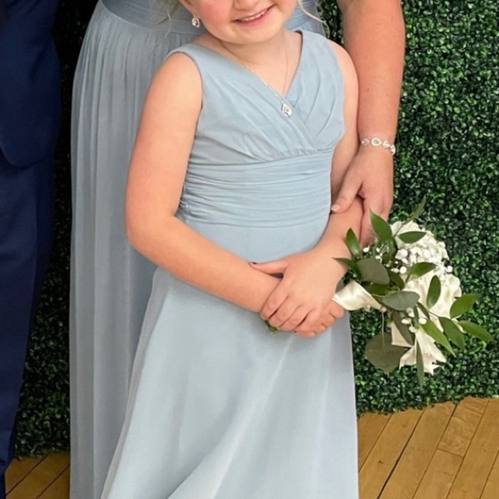 Jr bridesmaid dress, dusty blue